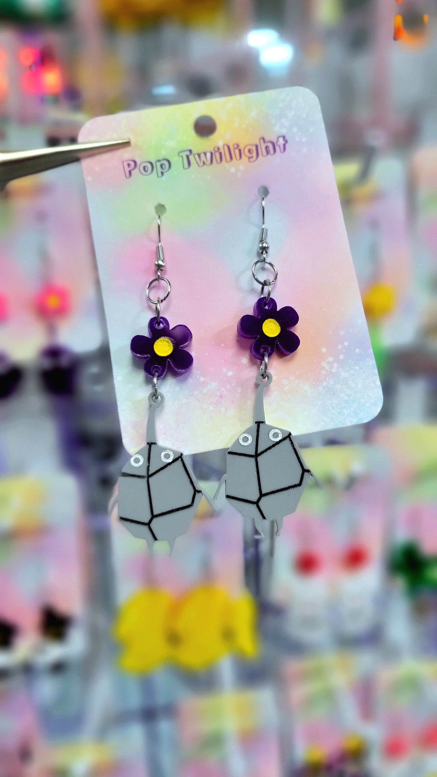 Rock Pikmin Earrings Video Game