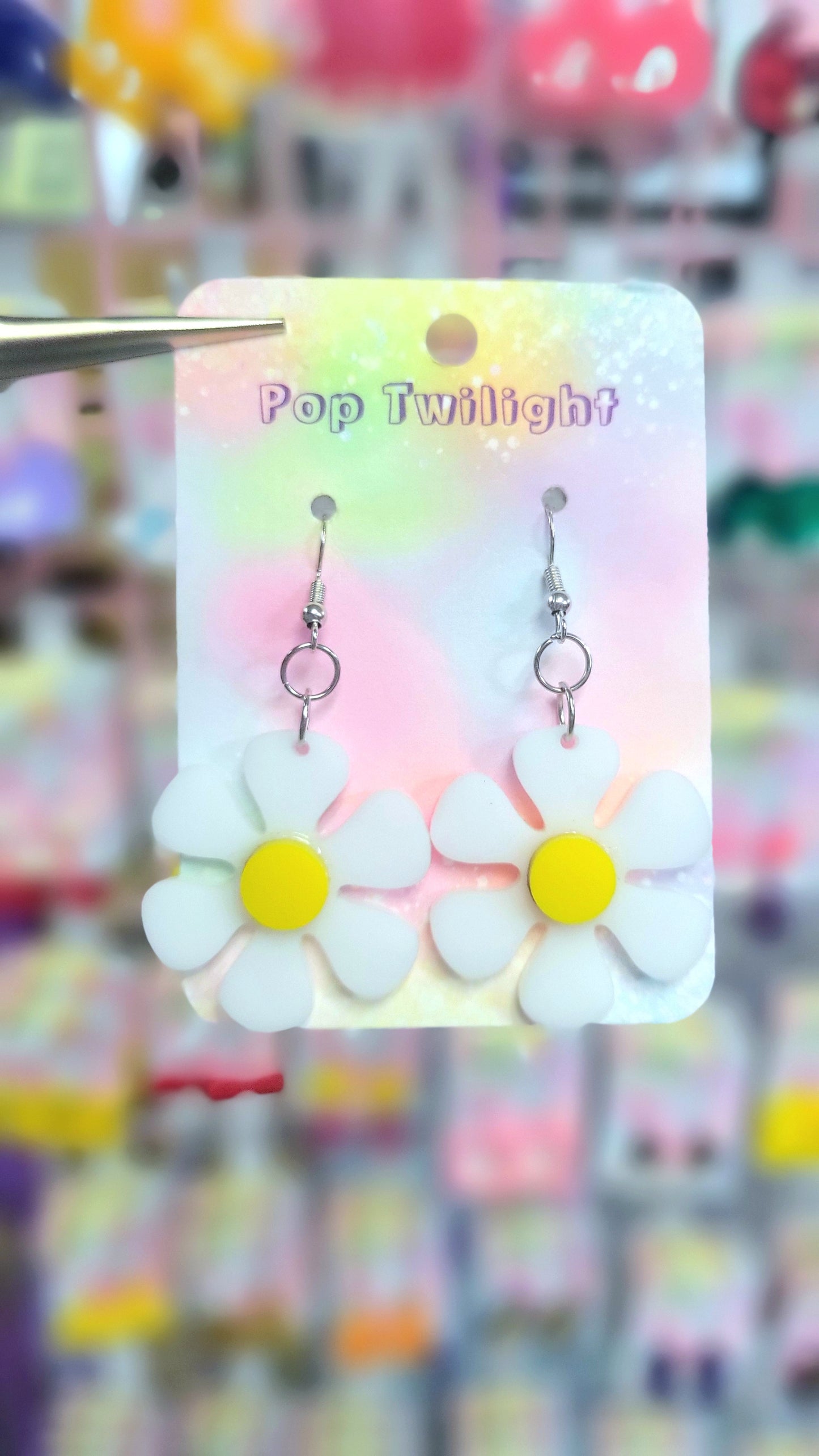 Daisy Retro White Earrings Flower
