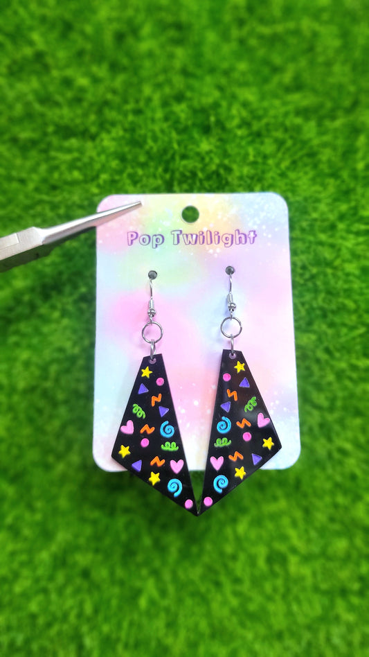 Party Triangle Black Earrings