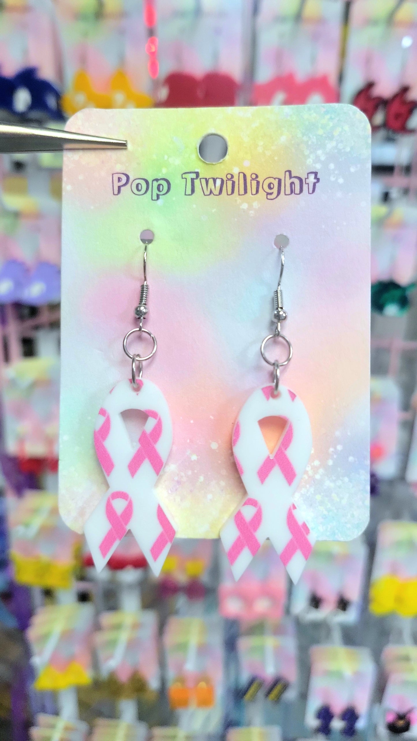 Breast Cancer Ribbon Earrings