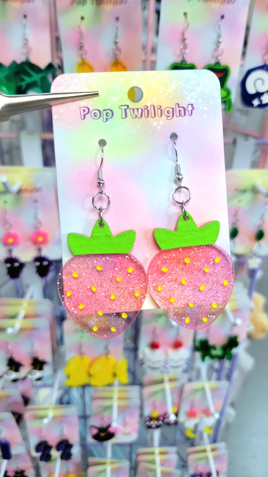 Strawberry Earrings Food