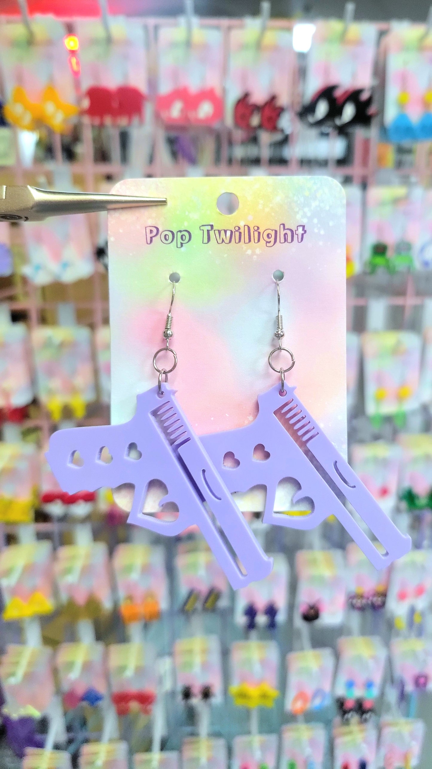Guns Pastel Purple Kawaii Earrings
