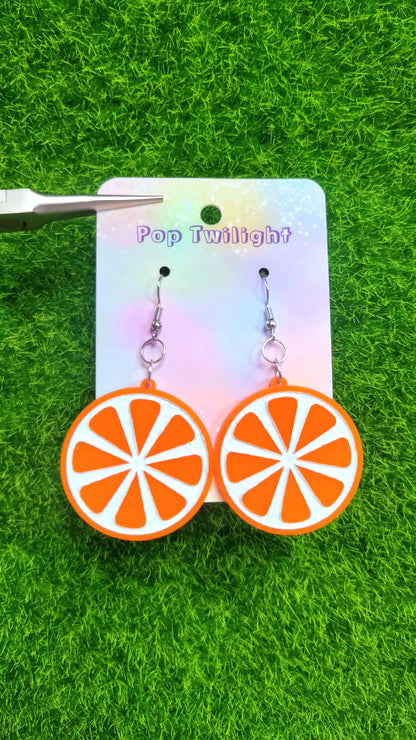 Orange Slice Earrings Food
