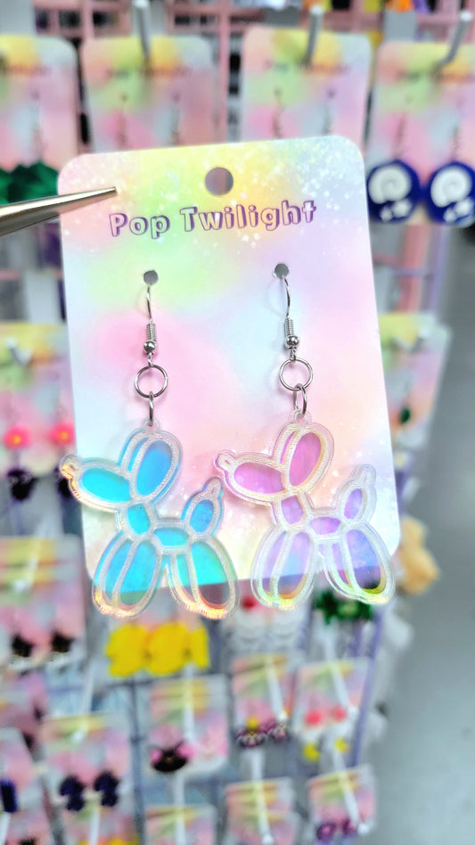 Holographic Balloon Dog Earrings