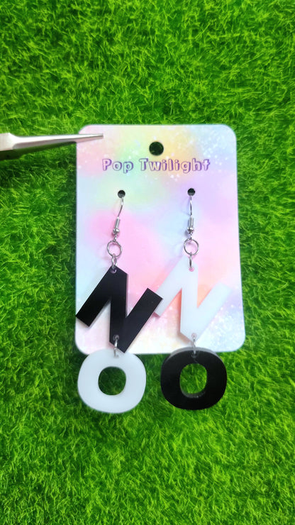 No, Statement Earrings Word