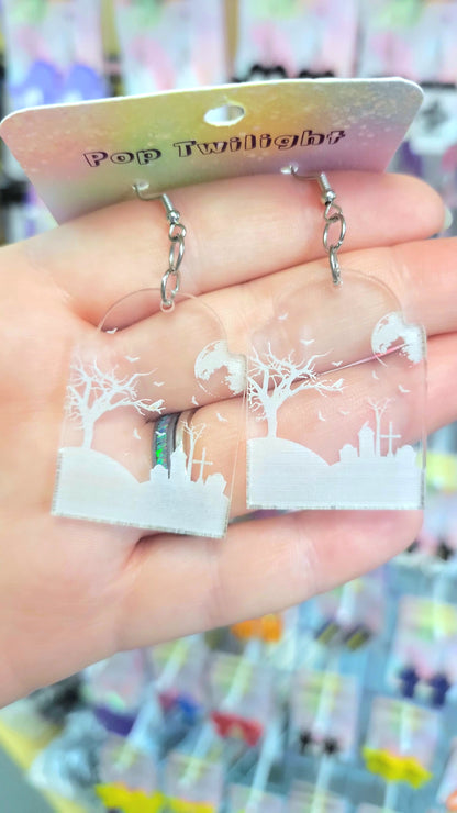 Cemetery Halloween Earrings