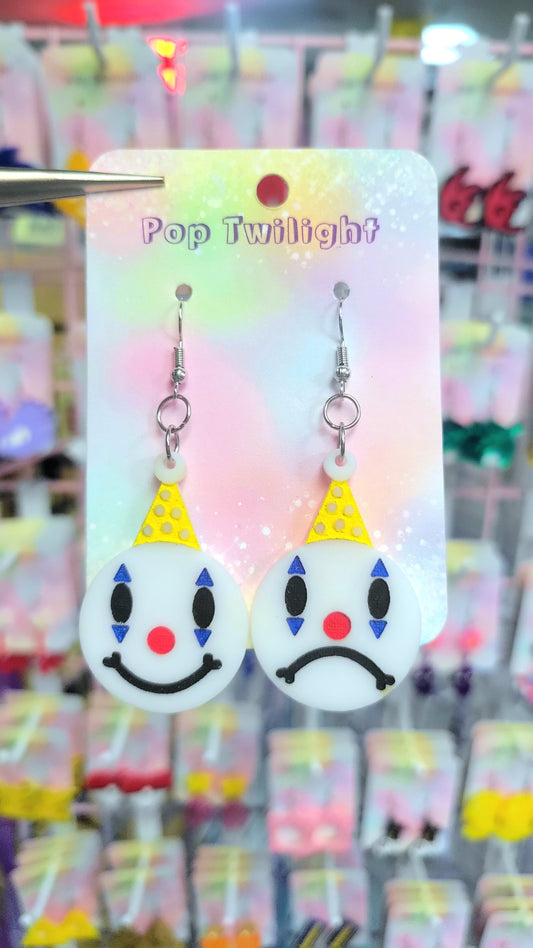 Clown Happy Sad Faces Earrings