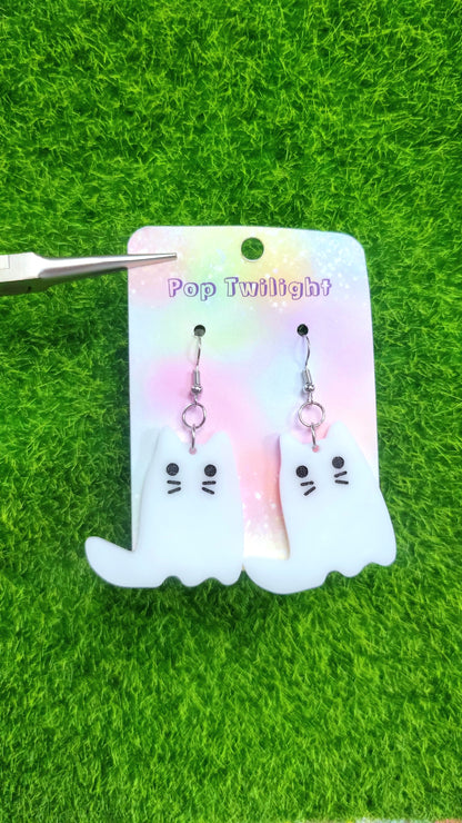 Ghost Cat Earrings Halloween