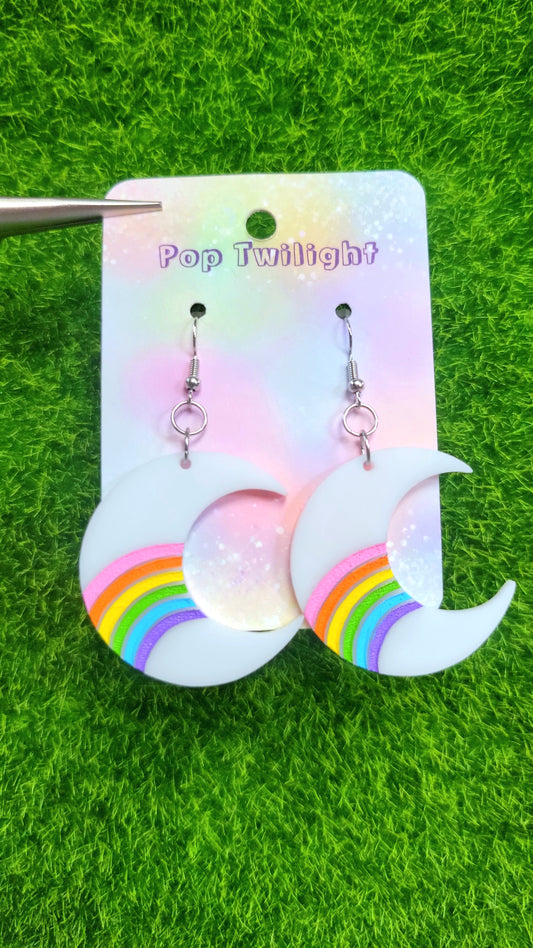Rainbow Moon Pride Earrings